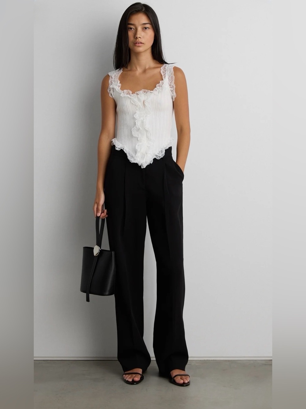 Oak + Fort Ruffled Lace Tank Top